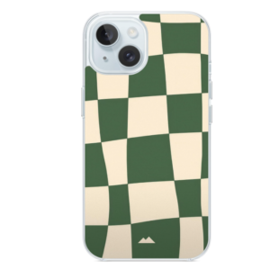 Case Cover for iPhone 15, MagSafe Compatible - Green Wavy Checks